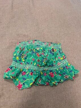 Zara Green Floral Ruffle tube top